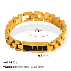 Bracelet chaîne en acier inoxydable plaqué or 24 carats tendance Hottime 2025, logo personnalisé, certifié par une tierce partie, unisexe, pour anniversaire - Product Image 1