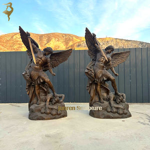Lớn ngoài trời Tôn Giáo Đồng <span class=keywords><strong>Saint</strong></span> Michael tượng kim loại đồng thau Tổng lãnh thiên thần giết chết tượng con quỷ điêu khắc - Product Image 3