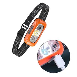 Lampe LED rechargeable avec logo personnalisé, mini lampe frontale réglable en plastique pour extérieur avec câble - Product Image 1