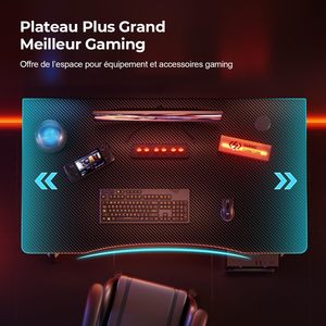 Table de jeu ergonomique avec éclairage LED et <span class=keywords><strong>plateau</strong></span> en fibre de carbone pour le gaming - Échantillon gratuit - Product Image 4