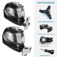 Support de menton réglable pour casque de moto pour caméra d'action, vue FPV stable avec kit de sangle, accessoires de fixation pour casque GoPro