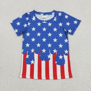 Conjunto de Ropa Infantil RTS Boutique para Niños, Camiseta y Pantalones Cortos con Estampado de Béisbol y Estrellas del 4 de Julio, 2 Piezas, Algodón y Elastano - Product Image 2