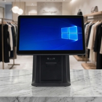 Caisse enregistreuse POS à double écran 15,6 pouces, système Windows 10, processeur Intel I5, imprimante intégrée 58 mm/80 mm, Bluetooth/Wi-Fi 6 pour la vente au détail