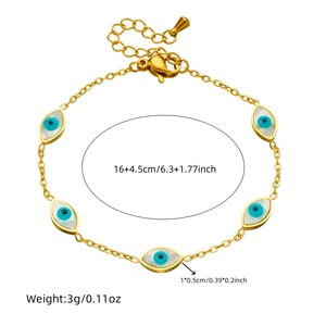 European American Retro Blue Eye Chain Jewelry <b>Set</b> Stainless Steel Women's Gift Necklace <b>Bracelet</b> Earrings - Product Image 4