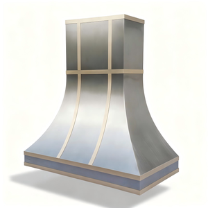 <span class=keywords><strong>Campana</strong></span> Extractora Arquitectónica de Acero Inoxidable <span class=keywords><strong>con</strong></span> Detalles de Latón, Curva, de Pared, para Cocinas de Villas - Product Image 2