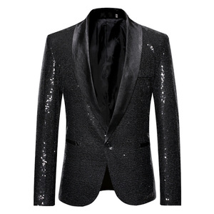 Giacca Smoking Colorata da Uomo con Paillettes Lucide, Colletto a Scialle e Bottone Singolo per Cosplay e Spettacoli - Product Image 5