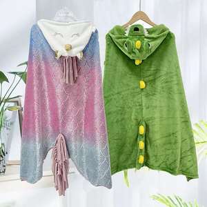 Couverture <span class=keywords><strong>Cape</strong></span> à capuche portable de conception <span class=keywords><strong>d</strong></span>'animaux différents Couverture châle <span class=keywords><strong>polaire</strong></span> en flanelle - Product Image 1