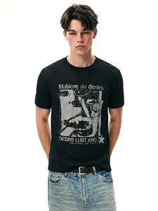 Camiseta Blanca con Estampado Gráfico, Cuello Redondo, Manga Corta, de Algodón, Estilo Urbano para Hombre - Product Image 4
