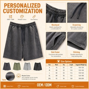 Pantalones Cortos <span class=keywords><strong>de</strong></span> Algodón Lavado para Hombre con Logotipo Personalizado OEM, Lavado Ácido Vintage, Múltiples Colores, Fabricante Profesional, Servicio Personalizado - Product Image 5