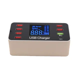 40W 6USB Type C QC 3.0 PD18W 8-port Fast Charging Intelligent Digital Display Mobile Phone Accessories PD Type C Fast Charger