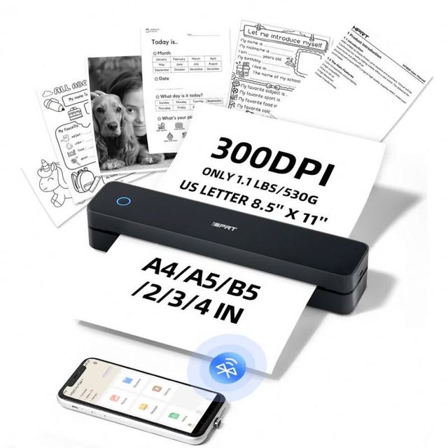 Portable Thermal A4 Printer Supports 210mm Width Thermal Paper Printing Mobile Phone USB+ Computer Connection Stock