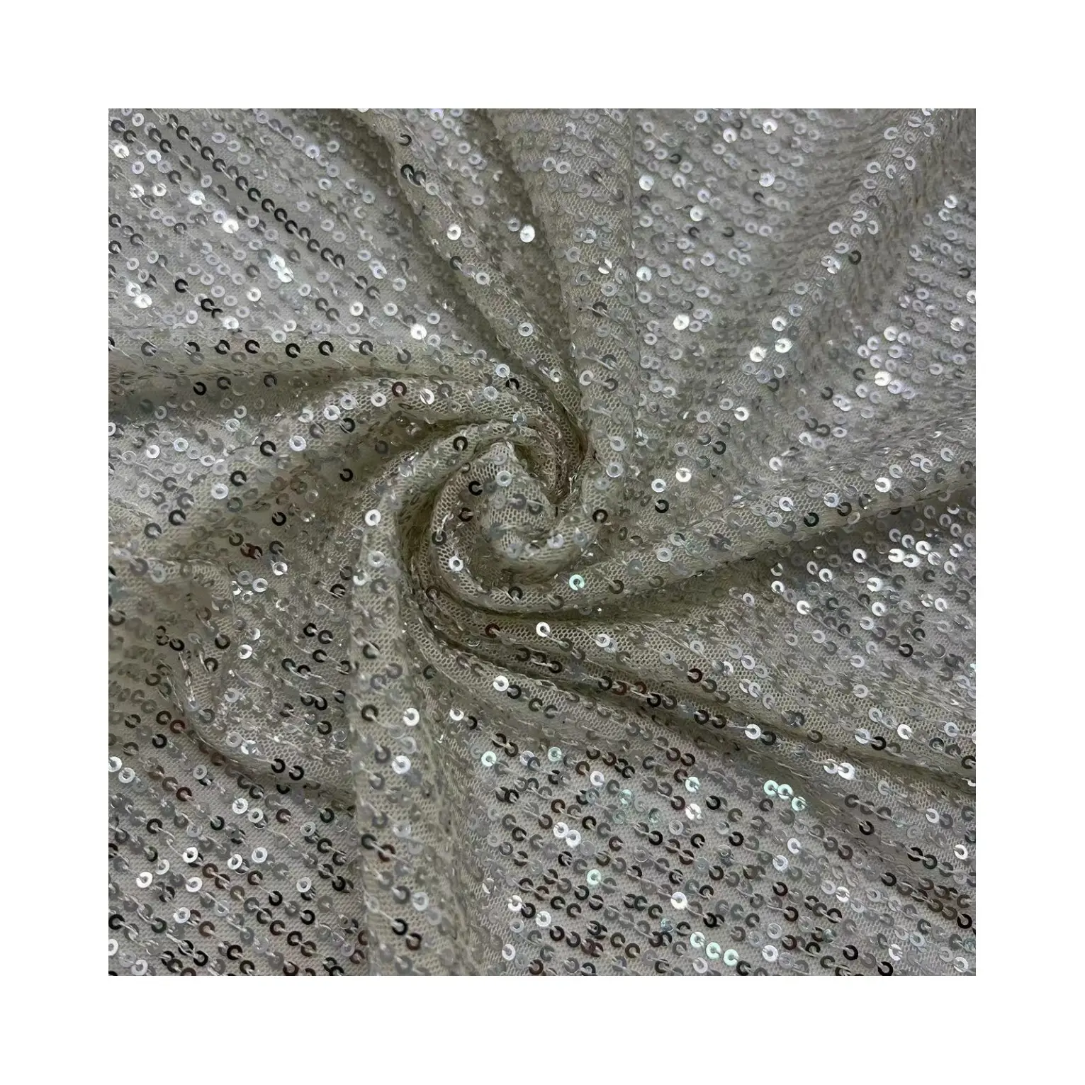 cheap sequin embroidery fabric silver color soft and breathable for women clothing