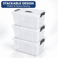 Boîte de rangement transparente en PP 16L, empilable sur mesure avec poignée, organisateur de linge de maison et de serviettes pour armoire