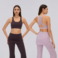 Soutien-gorge de sport pour femme en maille ajourée, dos nageur, col en U, avec coussinets semi-fixés, respirant, en nylon et élasthanne, pour le yoga, l'entraînement, le fitness et la gym