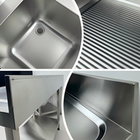 Évier commercial en acier inoxydable à cuve unique pour restaurant et restauration, à poser sur table, prix usine bas