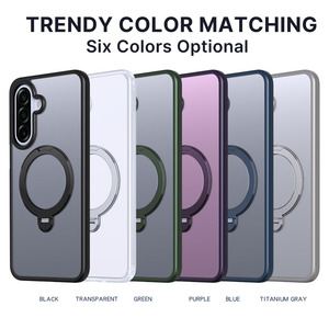 Funda Magnética Delgada con Sensación de Piel para Teléfono, 360 °   Soporte de Anillo Giratorio, Marco Metálico para Cámara, Funda Antigolpes para Samsung <span class=keywords><strong>Galaxy</strong></span> A27 A57 A37 - Product Image 5