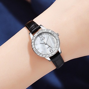 Nuevo reloj de pulsera para mujer con esfera de nácar, reloj de cuarzo de estilo estudiantil de alta calidad con correa de cuero - Product Image 4