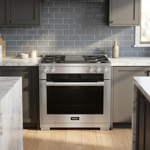 Clearance Sale HR 1936-3 G DF GD 36 Dual Fuel <b>Range</b> Natural Gas 4 Burners Griddle Electric Power Freestanding Installation Oven - Product Image 3