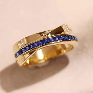 Double Layer Blue Color <b>Ring</b> Unisex Design Finger <b>Ring</b> <b>for</b> <b>Men</b> and Women - Product Image 3