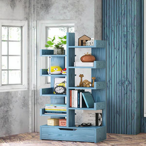رف كتب خشبي عصري رائج للبيع لغرفة المعيشة، رف متعدد الطبقات على شكل شجرة - Product Image 3