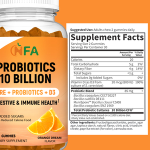 Wholesale Dietary Supplement Probiotic <b>10</b> <b>Billion</b> Gummies with Preprobiotic D3 Digestive Immune Health Candy Gummies - Product Image 2