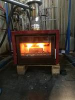 Cheminée à bois longue pour l'intérieur, grande puissance, brûleur avec ventilateurs, poêle à bois