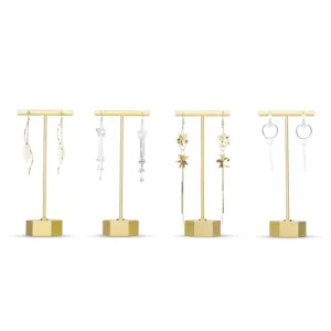 Vàng Stud Bông Tai Đứng Hiển Thị Cho Bông Tai, <span class=keywords><strong>T</strong></span> <span class=keywords><strong>Bar</strong></span> Kim Loại Truy Cập Treo Vàng Bông Tai Hiển Thị Đứng Để Bán - Product Image 1