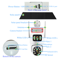 Caméra de sécurité solaire Wifi Tuya à double objectif, détection de mouvement, alarme de liaison, 4K 8MP, carte SIM 4G, enregistrement sur carte TF, H.265, IP66