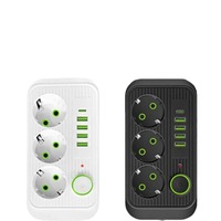 Regleta de Alimentación SUMMAO con 5 Puertos USB y Tipo-C, 3 Tomas de CA, Cable de 2m, Enchufe Europeo, Estilo Europeo