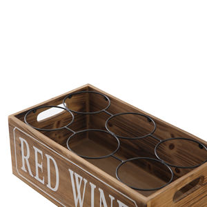 Casiers à <span class=keywords><strong>vin</strong></span> en bois personnalisés comptoir 6 casiers métalliques brûlant fini porte-bouteille <span class=keywords><strong>de</strong></span> <span class=keywords><strong>vin</strong></span> rouge diviseur <span class=keywords><strong>caisse</strong></span> à <span class=keywords><strong>vin</strong></span> en bois rustique boîte - Product Image 4