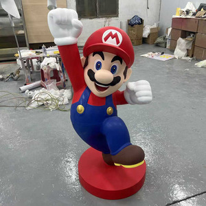 Personalizar fibra de vidrio Mario escultura tamaño real juego personaje figuras resina Mario Brother estatuas para la venta - Product Image 5