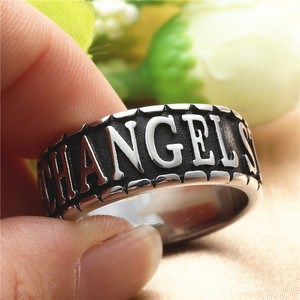 European American Style <b>Titanium</b> Steel Letter <b>Ring</b> Retro Punk Unisex Jewelry Gift Silver Color - Product Image 3