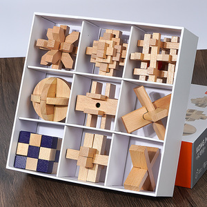 Ensemble de casse-têtes intellectuels en bois de hêtre Kongming Lock Luban Lock pour enfants de 8 à 12 ans, blocs de construction, 6 pièces - Product Image 1