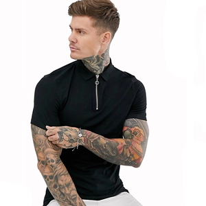 OEM bordado de logotipo personalizado de los hombres de manga corta 100% algodón <span class=keywords><strong>Polo</strong></span> T camisas <span class=keywords><strong>con</strong></span> <span class=keywords><strong>cremallera</strong></span> - Product Image 1