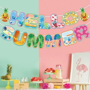 Hello Summer Fruit <b>Banner</b> Paper Decoration Set For Beach Party Diy - Product Image 3