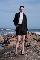 Nouveau femmes élégant Plaid Texture Tweed ensemble laine Blazer jupe courte dames à manches longues 2 pièces printemps automne hiver costumes