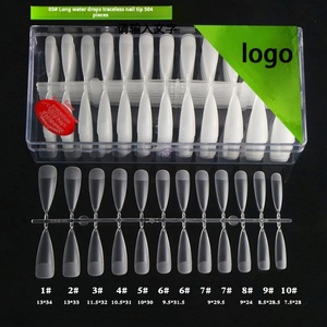 Uñas Postizas Trapezoidales Largas con Diseño de Gota de Agua Esmerilada, Cobertura Completa, Pre-diseñadas, Transparentes, 500 Piezas - Product Image 6