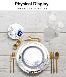 Ensemble de vaisselle rétro occidentale en céramique créative, assiettes à dîner, à dessert et à steak, style rétro chinois bleu et blanc, vente en gros - Product Image 4