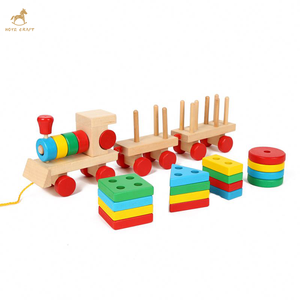 Little Train Hình Dạng Khối Hình Học Sắp Xếp Và Xếp Chồng Gỗ Kéo Dọc Theo Xe Lửa Đồ Chơi - Product Image 2
