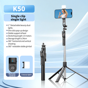 Produk baru klip ponsel dapat dilepas Tripod stabil 360 derajat Clsoiting Selfie <span class=keywords><strong>Stick</strong></span> untuk kamera Digital Vlogging - Product Image 5