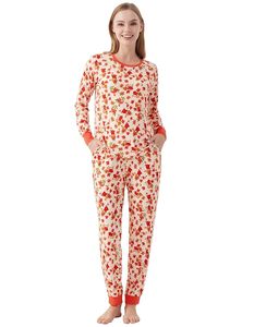 Liquidación de Stock: Conjunto de Pijama Floral de 2 Piezas para Mujer, Ropa de Dormir Suave de Algodón, Disponible al por Mayor, Ropa Casual de Primavera - Product Image 1