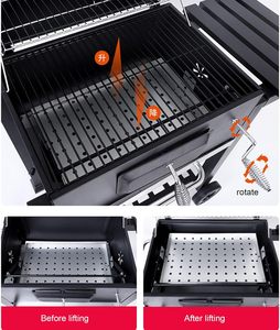 Parrilla de Carbón Moderna para Jardín, Ahumador, Carrito de Cocina para Exteriores, Hierro Fundido con Recubrimiento en Polvo, Ideal para Fiestas en el Patio Trasero - Product Image 4