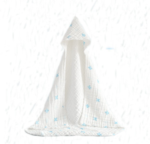 High Quality 100% Muslin Cotton Organic Baby <b>Hooded</b> Bath <b>Towel</b> Newborn Baby <b>Towel</b> - Product Image 1