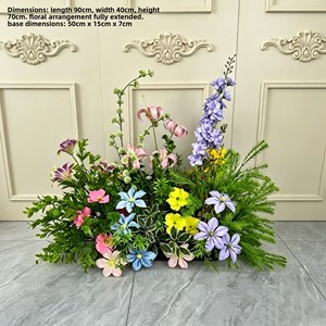 Arrangement floral réaliste de pivoines et hortensias artificiels style forêt Monet Garden pour présentation de mariage sur le sol ou en vitrine - Product Image 3