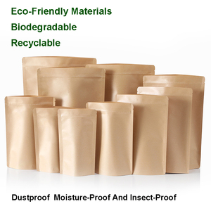 40g pencere Stand up Kraft fermuar kilitli çanta torba özel 100% biyobozunur mısır nişastası Compostable Zip Kraft kağıt poşet ambalaj - Product Image 3