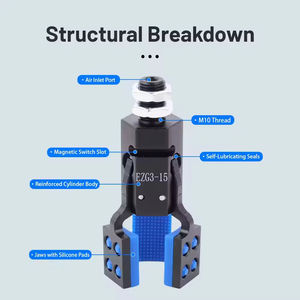 Accessoire de préhenseur robotique 3 mâchoires Mini J1060, pièces pneumatiques avec patins en silicone antidérapants et fente pour interrupteur magnétique - Product Image 3