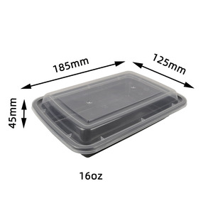 Schwarze <span class=keywords><strong>RE16</strong></span> Einweg-Mikrowellengeeignete Plastik-Lebensmittelbehälter mit Deckel für Mahlzeitenvorbereitung und Aufbewahrung, Marke YQ Fabrik - Product Image 1