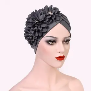 Wholesale Fashion Silk Muslim Hat Turbans Fashion Head Wraps Hair Headwear Hijab Cap Turban Islam