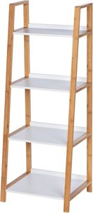 4 Tier Ladder Shelf <strong>Storage</strong> <strong>Unit</strong> with White Shelves <strong>for</strong> Bathroom <strong>Kitchen</strong> Living Room Bamboo - Product Image 5