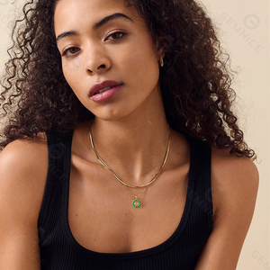 Collar Redondo <span class=keywords><strong>Hamsa</strong></span> de Gemnel con Iolita o Ónix Verde, Amuleto de Protección, Chapado en Oro, Ajustable, Joyería Simbólica de Plata 925 - Product Image 5